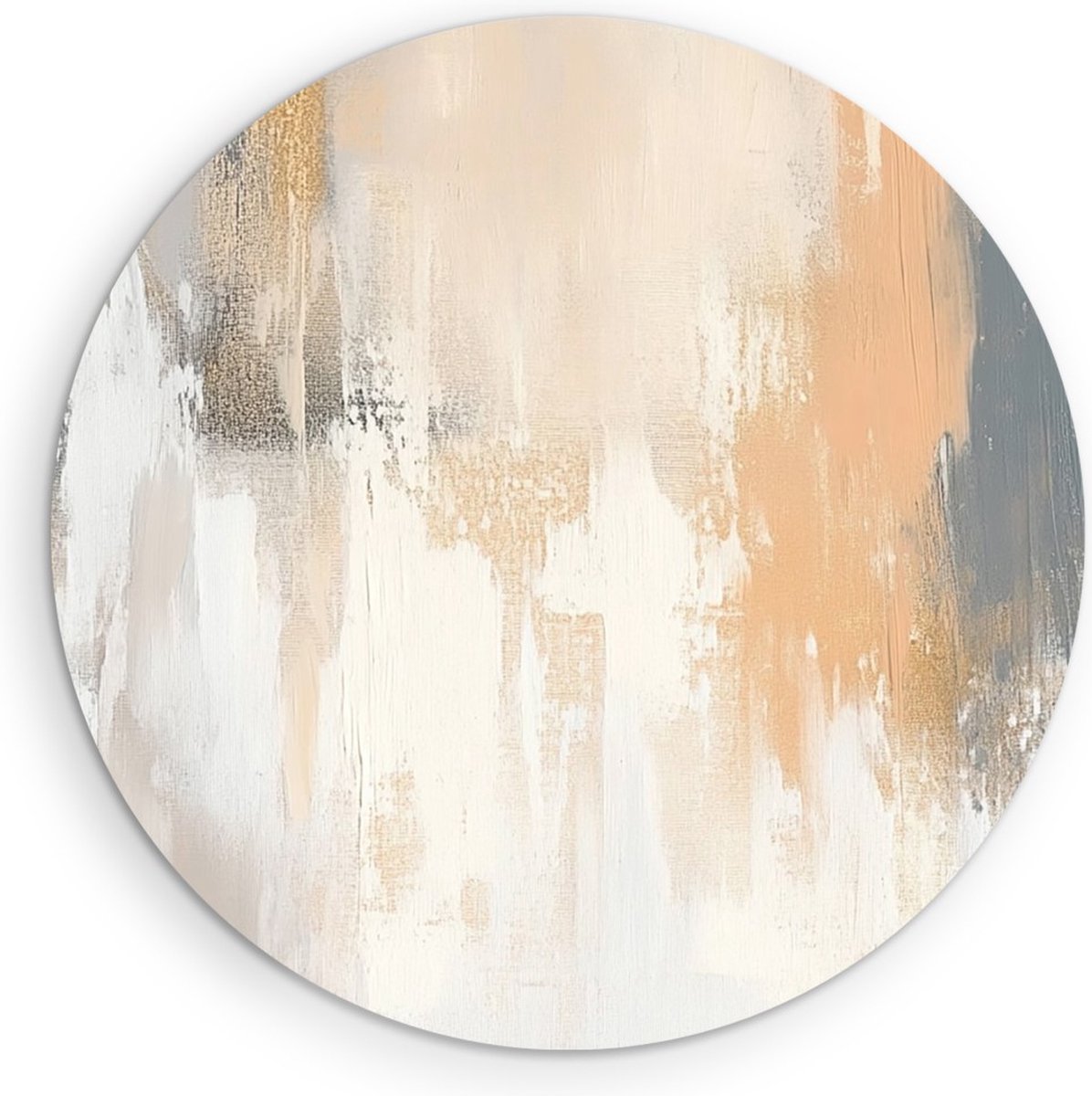 Saammp Forex Muurcirkel - Beige strepen - minimalistische kunst - Abstracte - Ø 30 - Wandcirkel - Wanddecoratie Cirkel - Muurdecoratie Woonkamer - Kantoor Decoratie