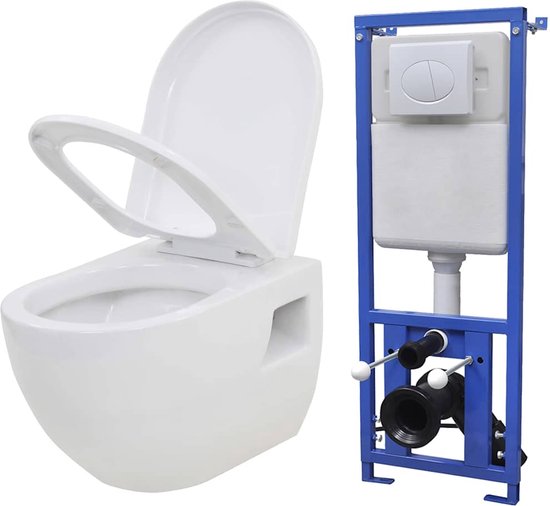 vidaXL - Hangend - toilet - met - verborgen - stortbak - keramiek - wit