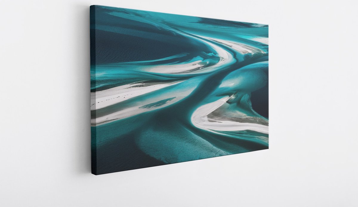 Saammp Canvas Schilderij - Turqoise - Landschap - Abstract - 90x60 - Foto op canvas - Wanddecoratie - Muurdecoratie Woonkamer - Slaapkamer decoratie - Canvas Print Multicolor