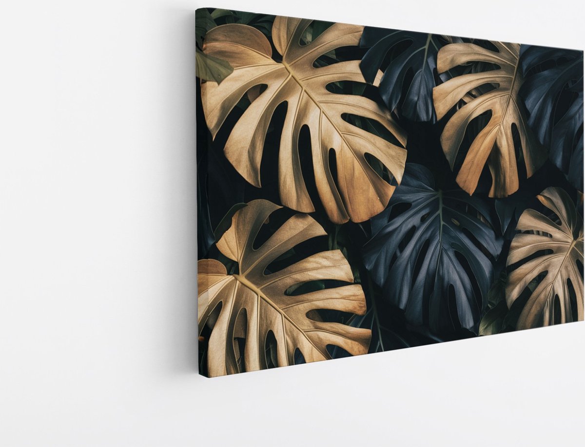 Saammp Canvas Schilderij - Goude Bladeren - Landschap - Natuur - 120x80 - Foto op canvas - Wanddecoratie - Muurdecoratie Woonkamer - Slaapkamer decoratie - Canvas Print Multicolor