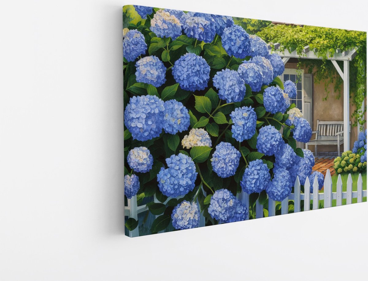 Saammp Canvas Schilderij - blauw - Abstract - Bloemen - Natuur - 120x80 - Foto op canvas - Wanddecoratie - Muurdecoratie Woonkamer - Kantoor Decoratie Multicolor
