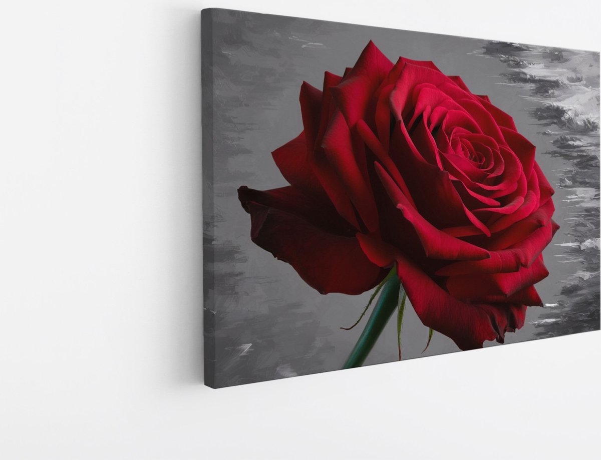Saammp Canvas Schilderij - Abstracte Rode roos - bloemen - Natuur - 150x100 - Foto op canvas - Wanddecoratie - Muurdecoratie Woonkamer - Kantoor Decoratie Multicolor