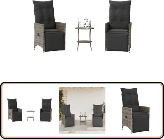 Albatros Bistroset 3-delig, zwart, bistrotafel met 2 stoelen