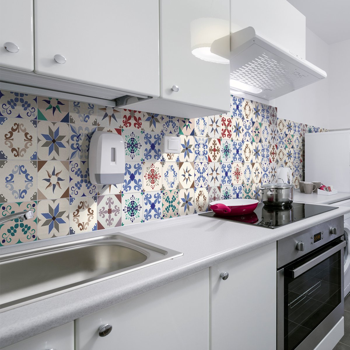 Ambiance Sticker Zelfklevende tegelmuurstickers voor keuken en badkamer - 60 Rozanna Azulejos tegelstickers - 60 stickers 15x15cm Multi color