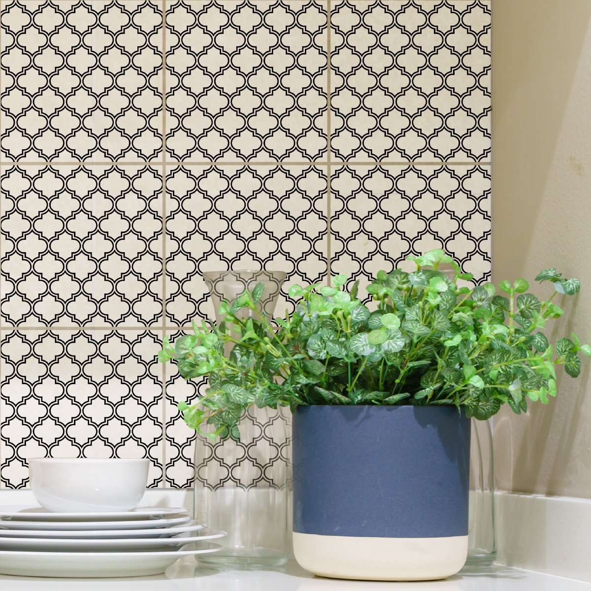 Ambiance Sticker Muurstickers - Zelfklevende tegelmuurstickers voor keuken en badkamer - 9 Oosterse Tunesische tegelstickers - 9 stickers 20x20cm Multi color