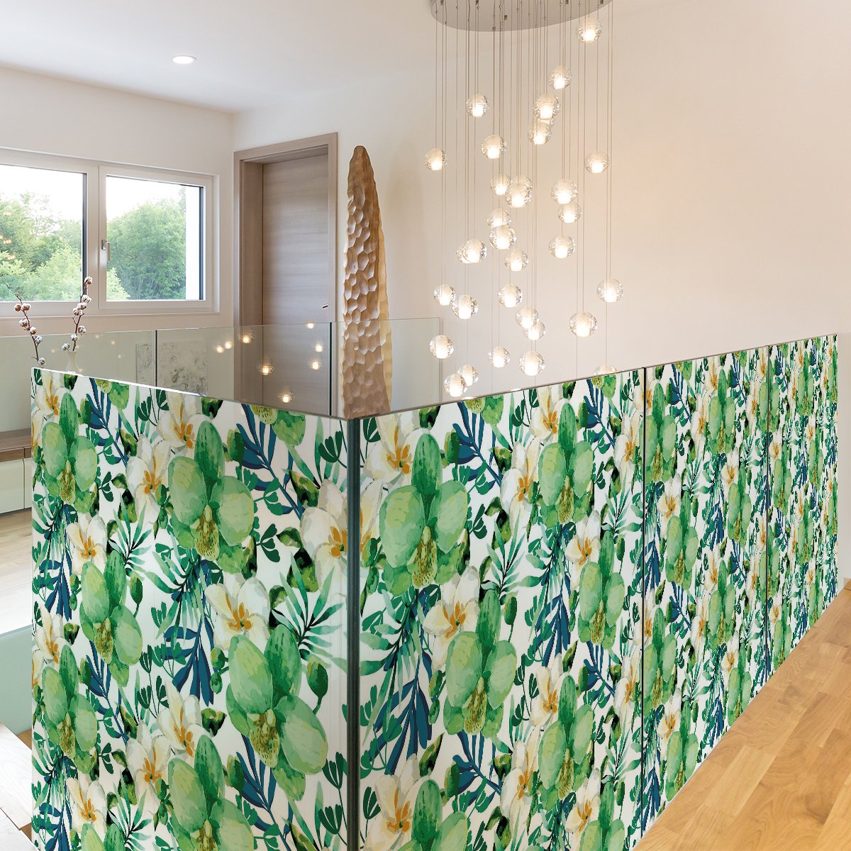 Privacy raamfolie - XL Groene Orchidee - Stickers voor ramen en douchedeuren - 40x200cm