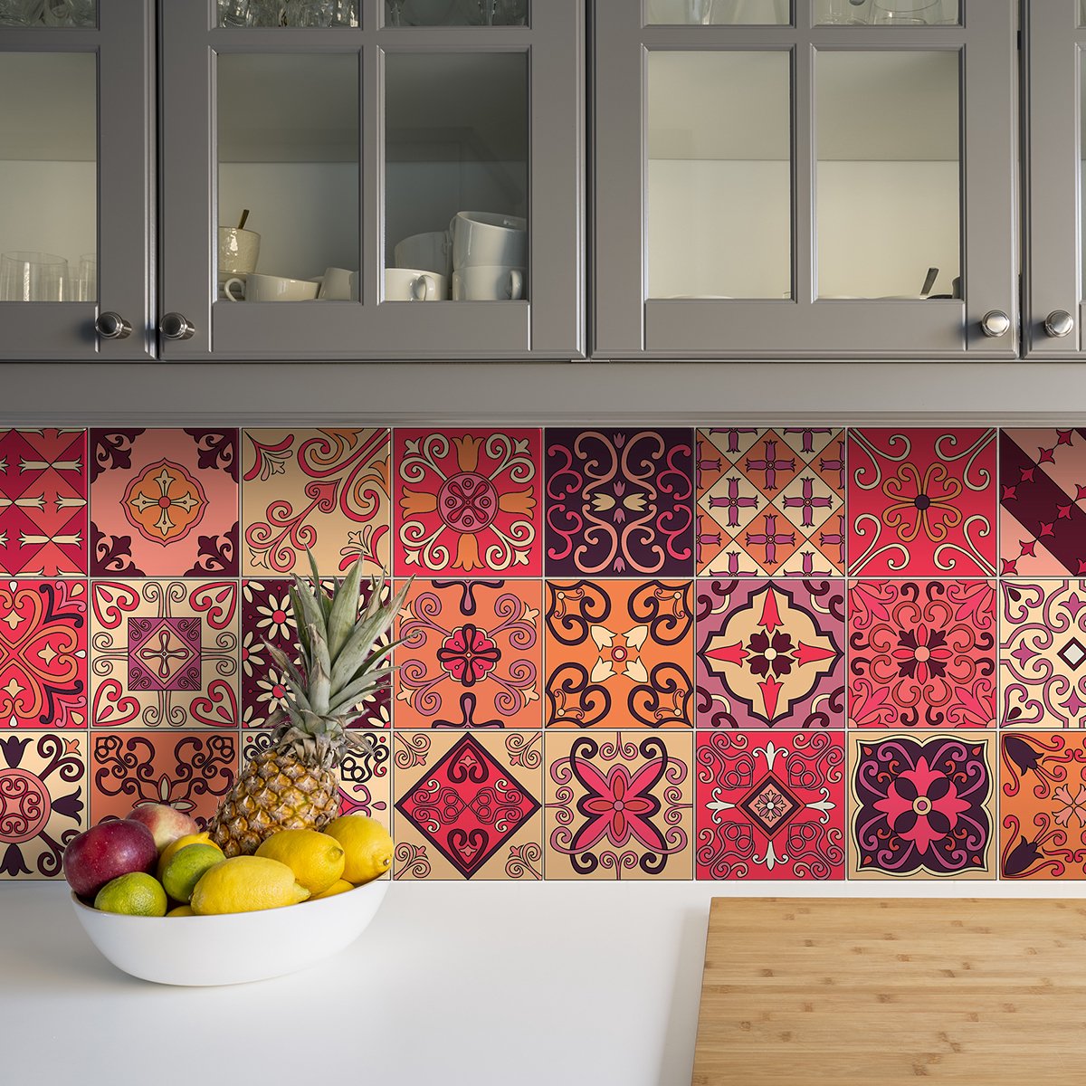 Ambiance Sticker Zelfklevende tegelmuurstickers voor keuken en badkamer - 24 Eraldo Azulejos tegelstickers - 24 stickers 15x15cm Multi color
