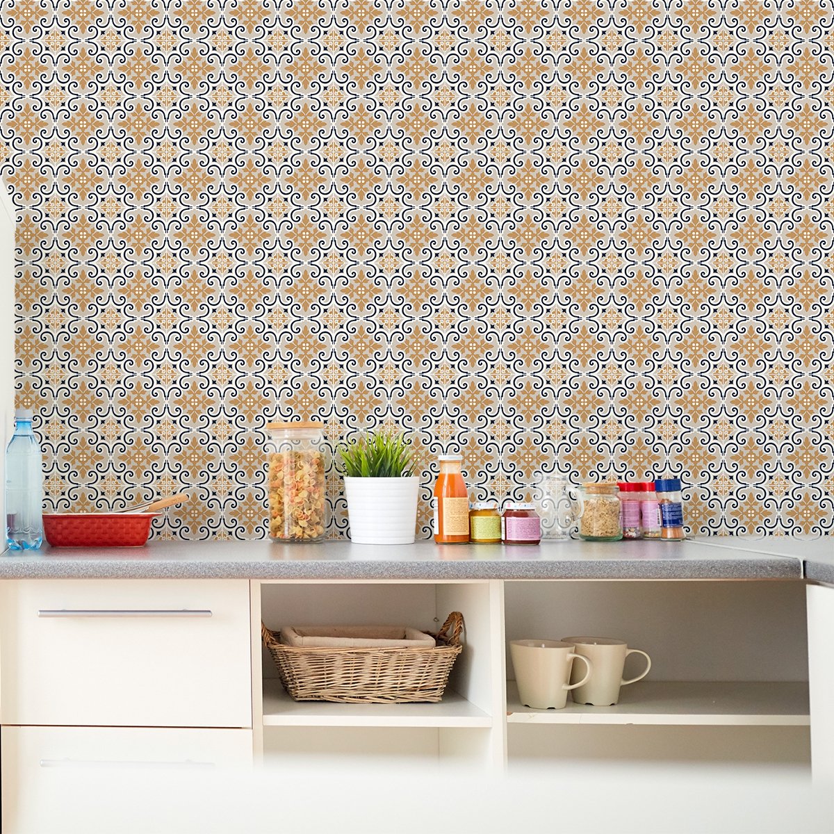 Ambiance Sticker Zelfklevende tegelmuurstickers voor keuken en badkamer - 24 Gustavie Azulejos tegelstickers - 24 stickers, 20x20cm Multi color