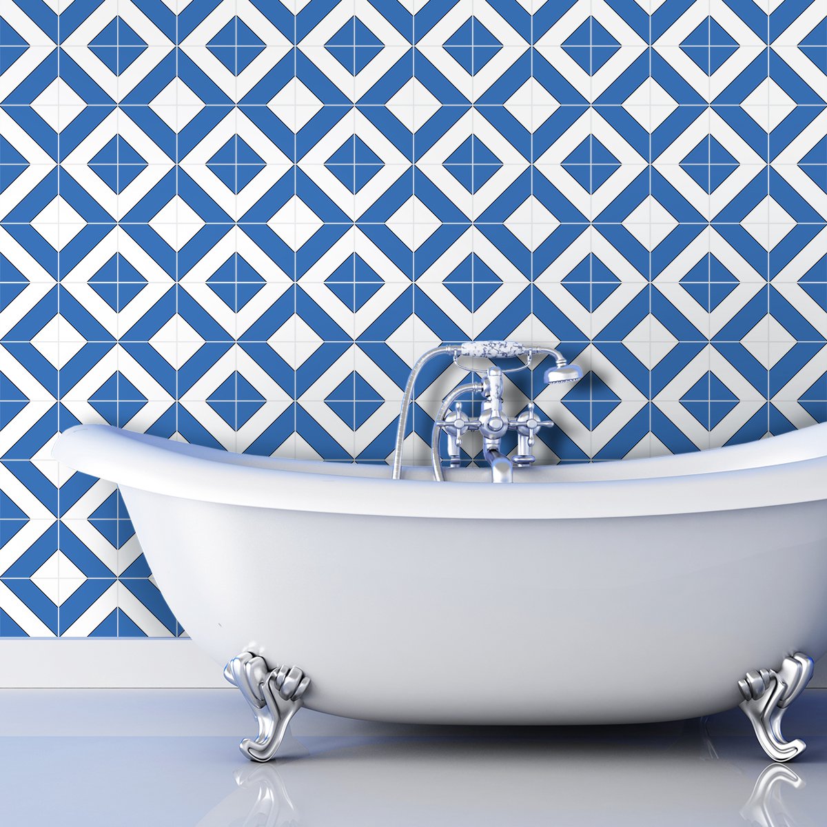 Ambiance Sticker Zelfklevende tegelmuurstickers voor keuken en badkamer - 30 Azulejos Justino cementtegelstickers - 30 stickers 20x20cm Multi color