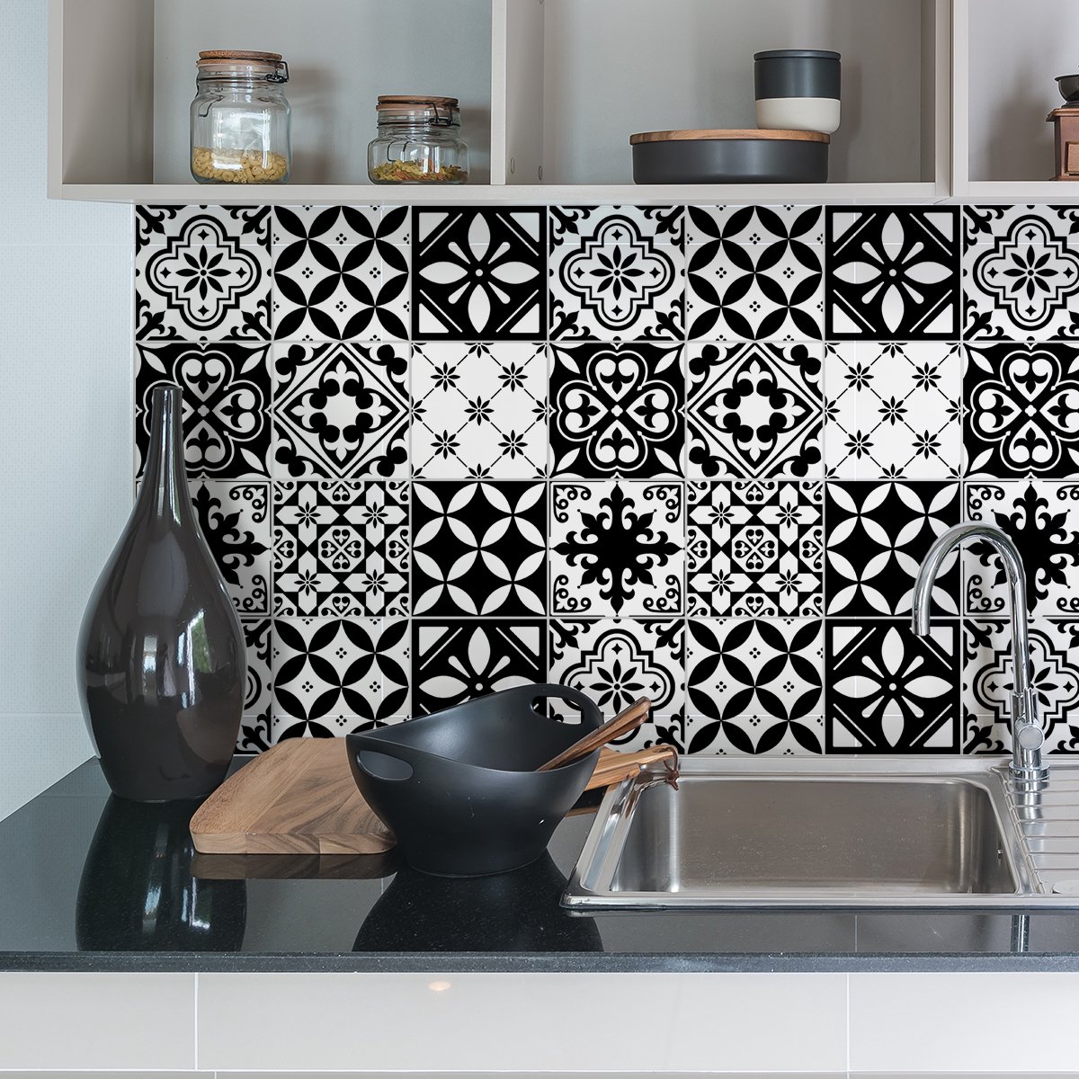 Zelfklevende tegelmuurstickers voor keuken en badkamer - 24 AZULEJOS MALENA tegelstickers