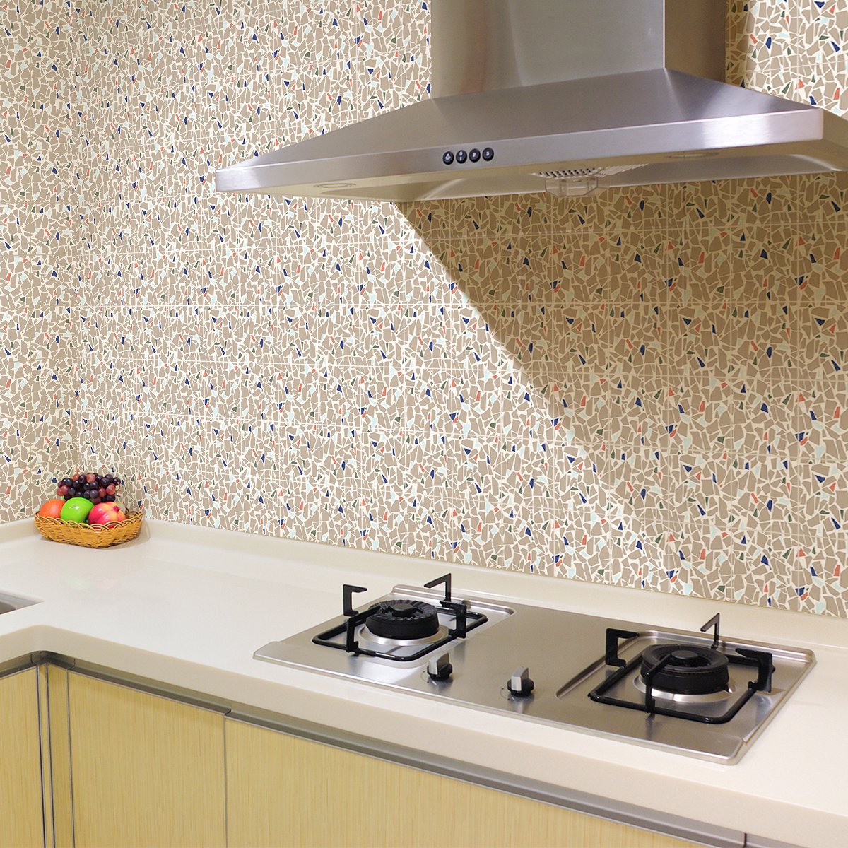 Ambiance Sticker Zelfklevende tegelmuurstickers voor keuken en badkamer - 60 terrazzo tegelstickers van ATRANI - 60 stickers 15x15cm Multi color