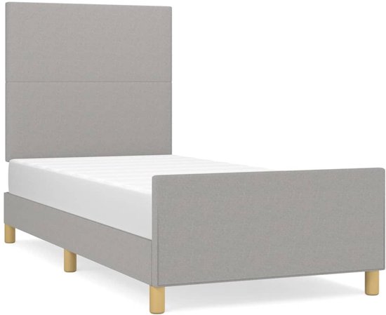 vidaXL Cadre de lit avec tête de lit Tissu Gris clair 80x200 cm - Cadre de lit avec tête de lit - Encadrements de lit avec têtes de lit - Lit - Meubles de couchage
