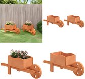 Bol.com vidaXL Plantenbakken kruiwagen 2 st 47x15x19 cm massief vurenhout - Kruiwagen Plantenbak - Kruiwagen Plantenbakken - Pla... aanbieding