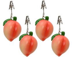 Decoris Tafelkleedgewichten - fruit perzik - 4x - tafelkleed/tafelzeil - Tropische Hawaii thema - Versiering/feestartikelen