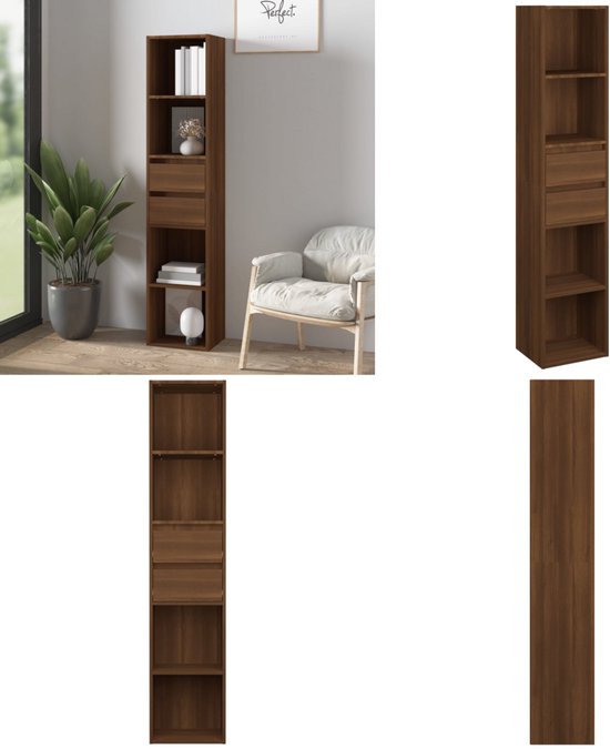 Boekenkast 86x25,5x140 cm bewerkt hout bruin eikenkleur kopen