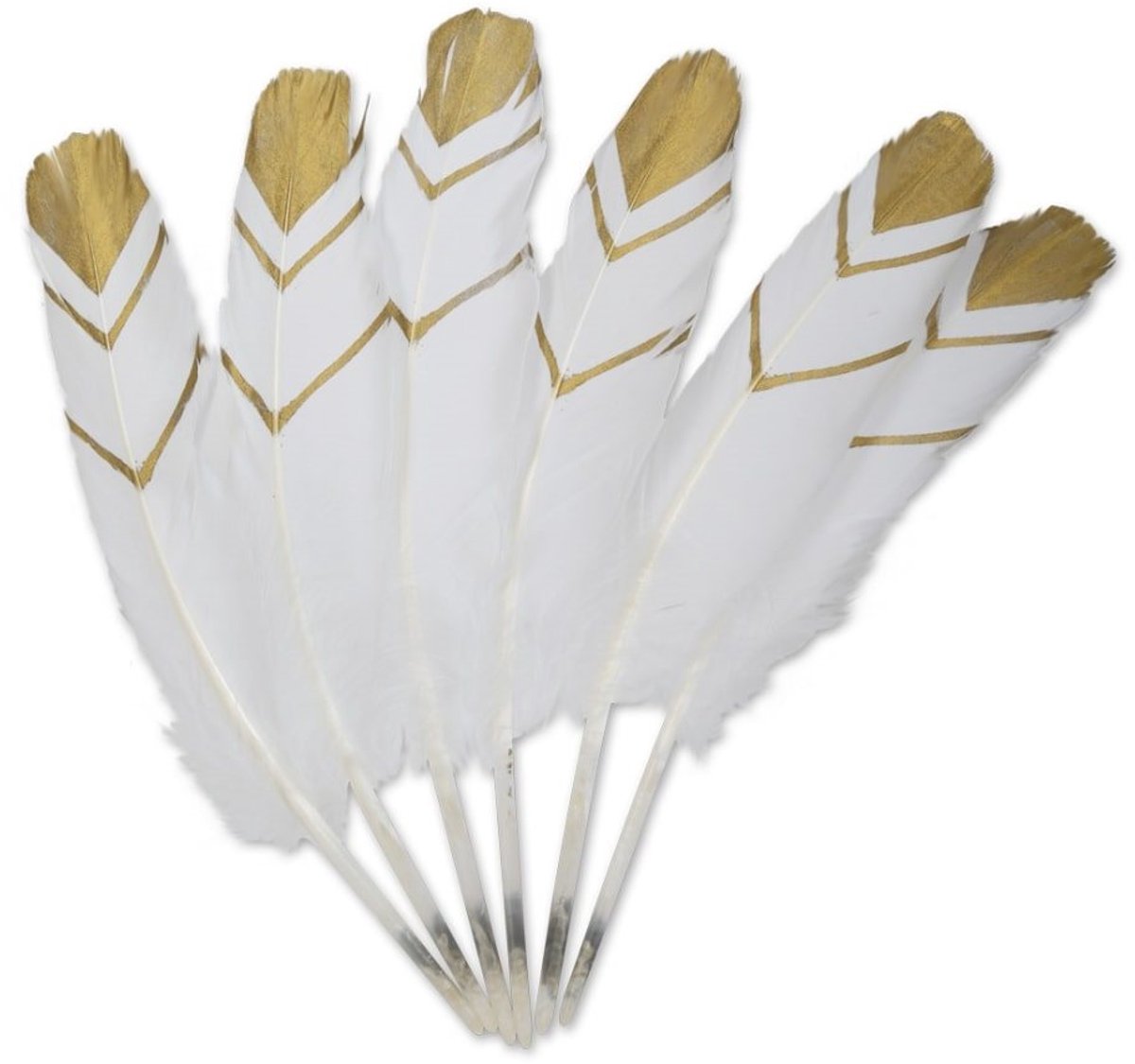 Veren wit/goud - set 6 stuks - 18cm