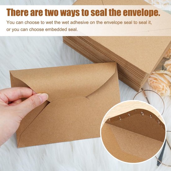 Pack of 100 Kraft Paper Envelopes 130 g/m² Brown 17.5 x 12.5 cm with ...
