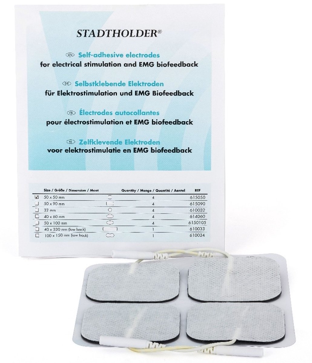 TENS Elektroden 5x5cm - p5x4st - Stadtholder TENS Spierstimulatie en EMG | 615050-B5