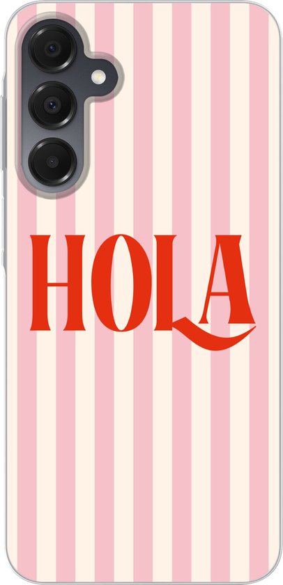 Coque de téléphone compatible avec Samsung Galaxy A16 - Hola - Citation - Rayures - Pastel - Rose - Rouge - Wit - Siliconen Coque de téléphone Coque de téléphone