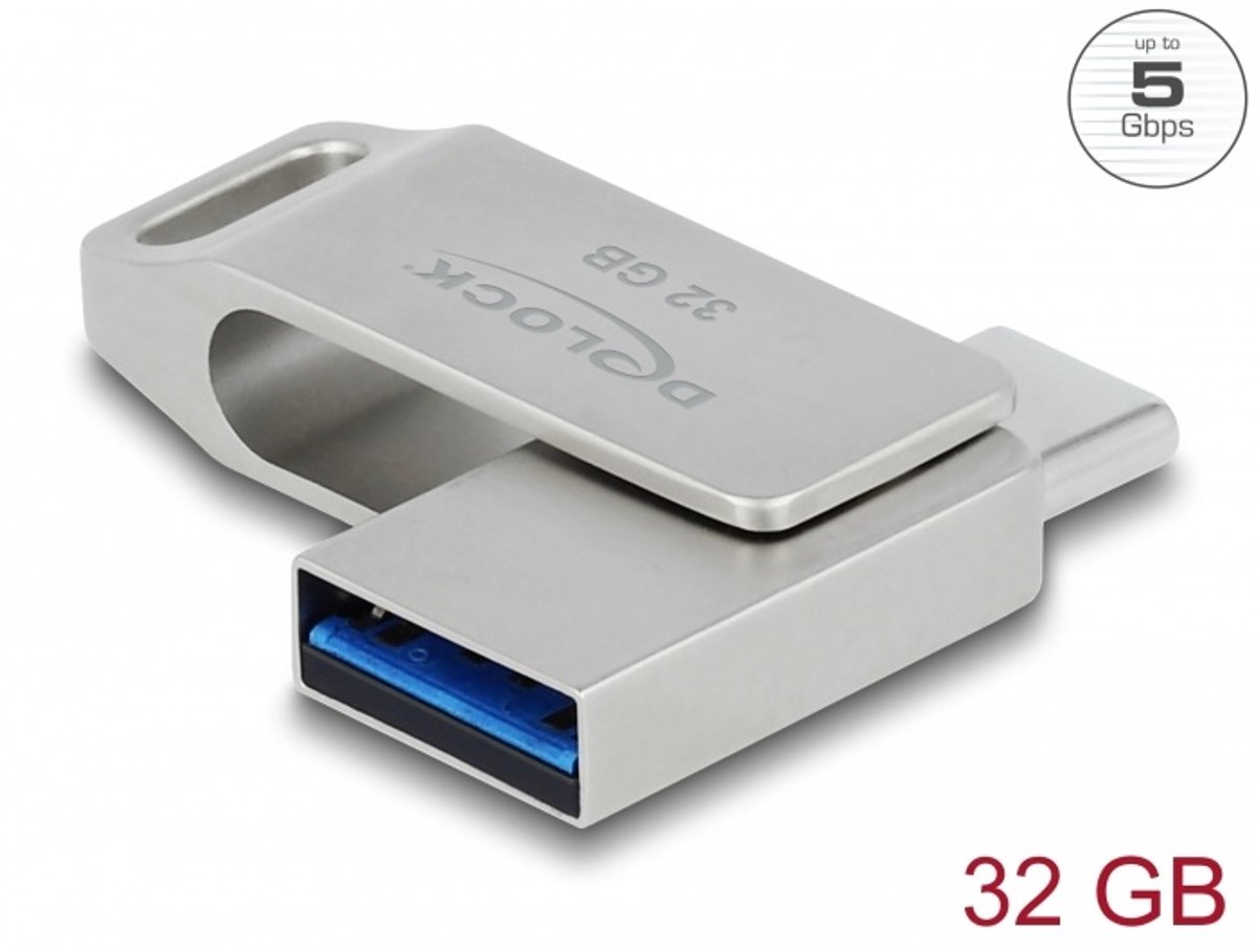 Delock USB 3.2 Gen1 USB-C+Typ-A Speicherstick 32 GB - Metall