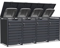 TuinChamp Containerberging staal 4 containers - Kliko ombouw - Containerberging 4 containers - Containerkast - Container box voor buiten - Kliko ombouw voor 4 kliko's