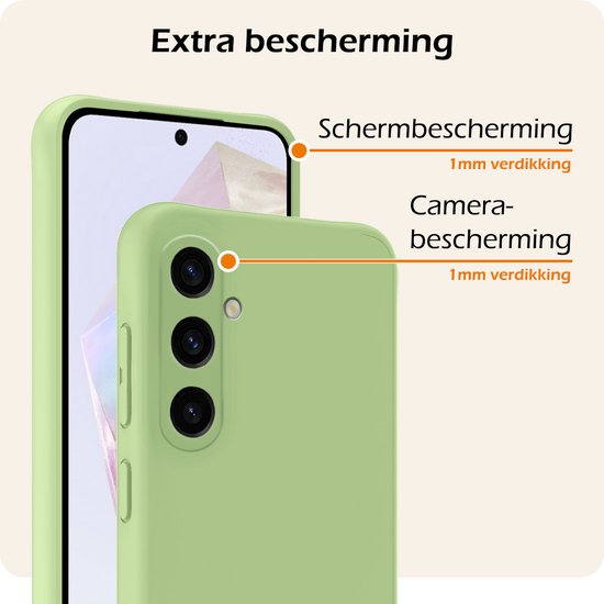 Coque compatible avec Samsung A36, coque en Siliconen avec 2 films de protection d'écran, coque arrière compatible avec Samsung Galaxy A36, vert