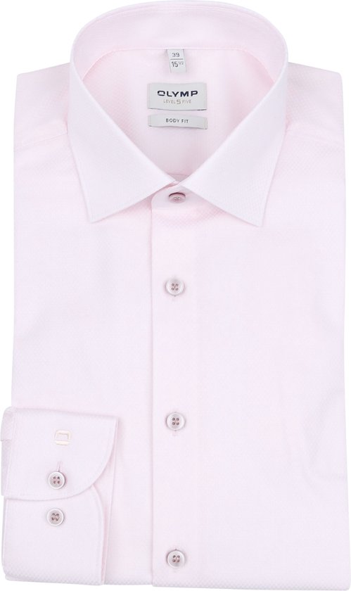 Chemise OLYMP Niveau 5 Body Fit - Structure - Rose - Repassage facile - Col : 38