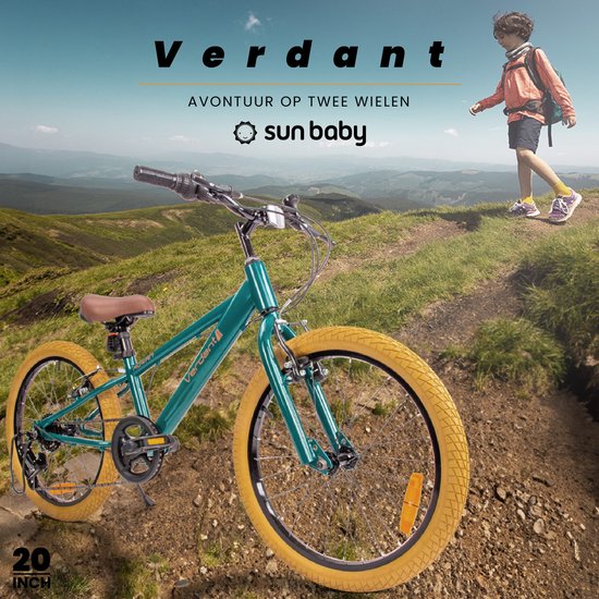 Vélo pour enfants Verdant Bike pour garçons, 20 pouces vert, taille de roue sélectionnable parmi 6 vitesses Shimano de 6 à 10 ans, réglable en hauteur