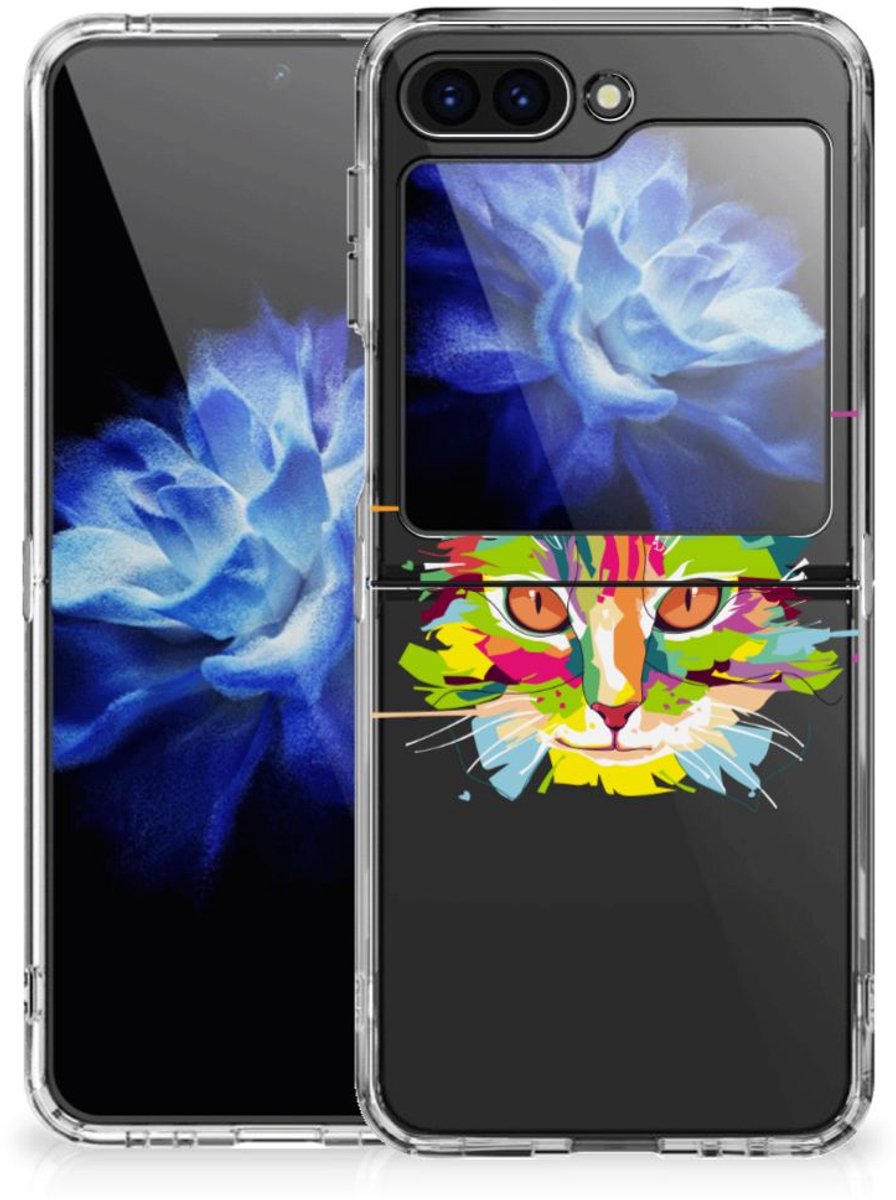Samsung Galaxy Z Flip 5 Telefoonhoesje met Naam Cat Color