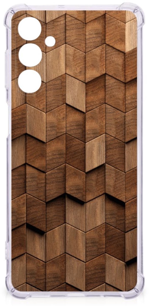 Stevig Telefoonhoesje voor Samsung Galaxy M54 Wooden Cubes
