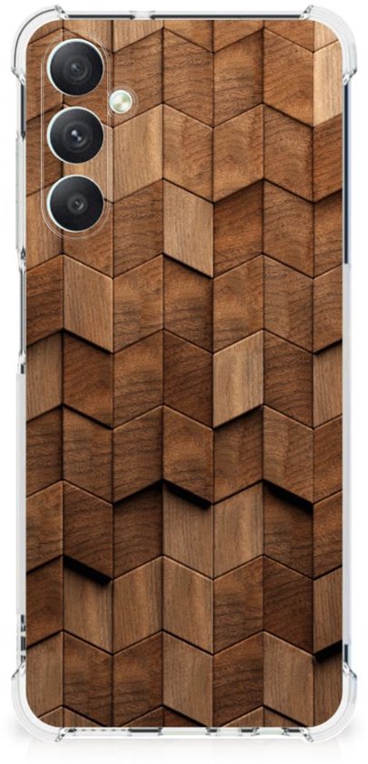 Coque de téléphone robuste adaptée au Samsung Galaxy A05s Cubes en Bois