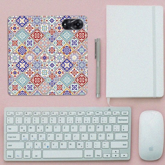 Étui pour téléphone portable OPPO A78 | A58 5G Book Case avec Photo carrelages Color
