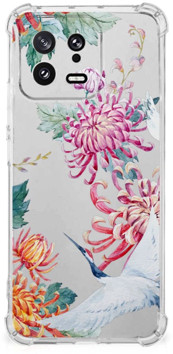 Back Cover voor Xiaomi 13 Case Anti-shock Bird Flowers
