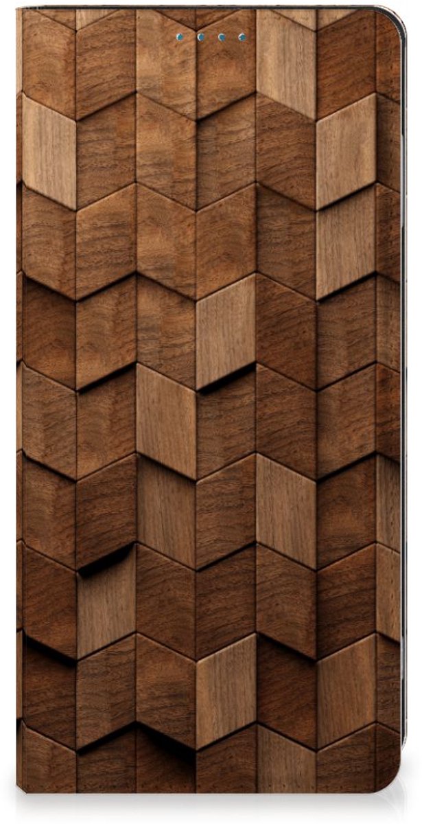 Book Wallet Case voor Motorola Moto G53 Wooden Cubes