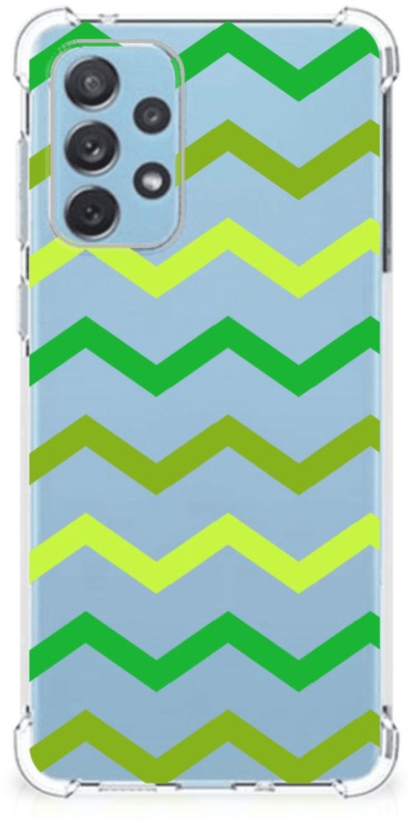 Samsung Galaxy A73 Doorzichtige Silicone Hoesje Zigzag Groen