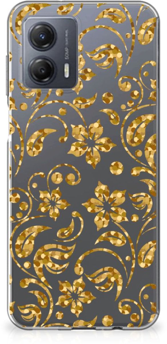 Motorola Moto G53 TPU Case Gouden Bloemen