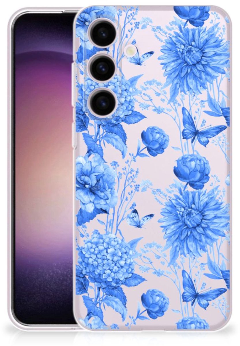 TPU Case voor Samsung Galaxy S24 Flowers Blue