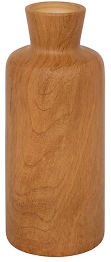 Atmosphera Bloemenvaas Botanic - houtlook bruin - keramiek - D12 x H30 cm - stelen en boeketten