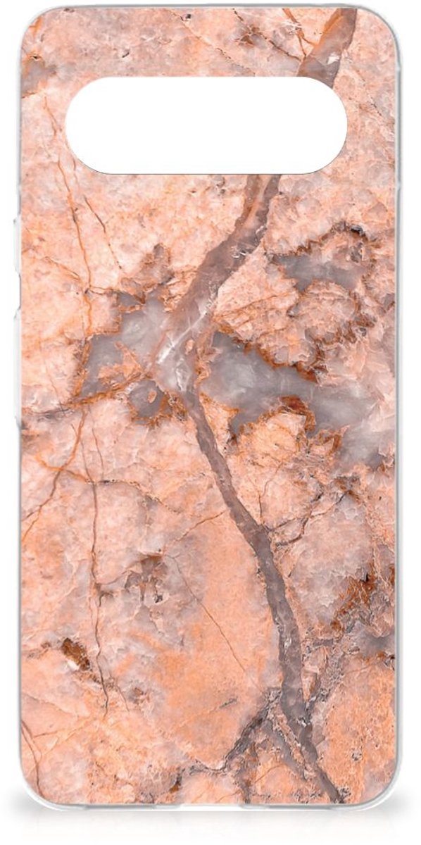 Google Pixel 8 TPU Siliconen Hoesje Marmer Oranje