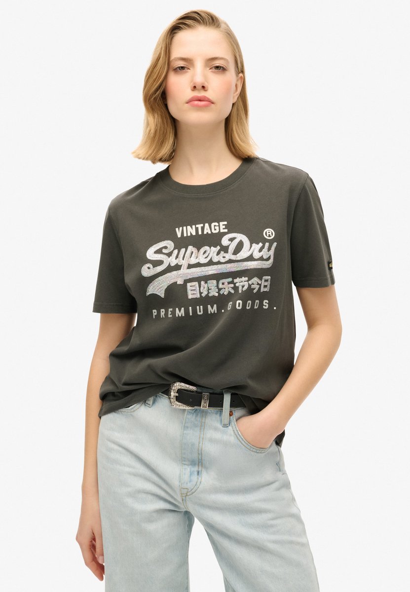 Superdry Versierd VL Graphic T-shirt Dames T-shirts Zwart