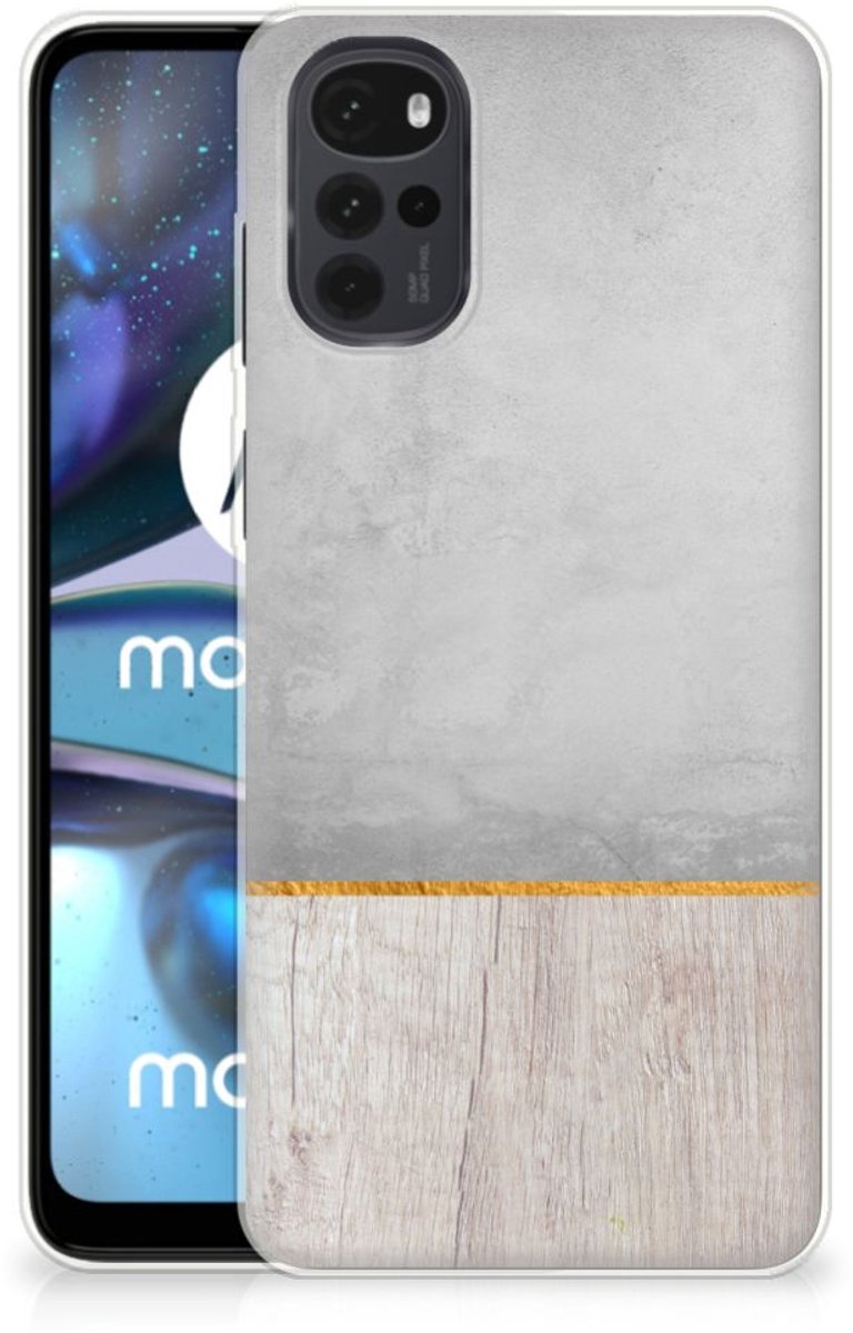 Motorola Moto G22 Bumper Hoesje Wood Concrete