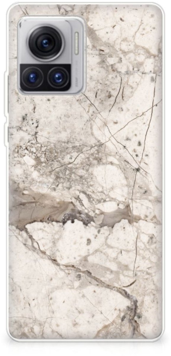 Motorola Moto X30 Pro TPU Siliconen Hoesje Marmer Beige