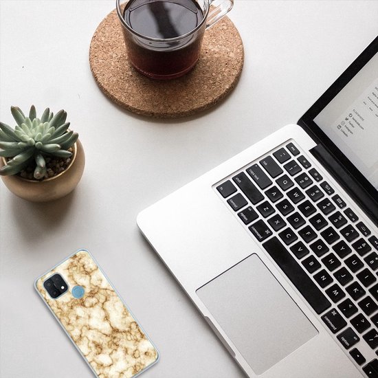 Belle coque arrière en TPU OPPO A15 coque transparente marbre or