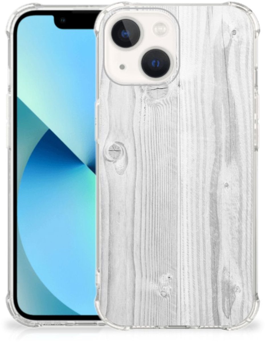 iPhone 13 mini Stevig Telefoonhoesje White Wood