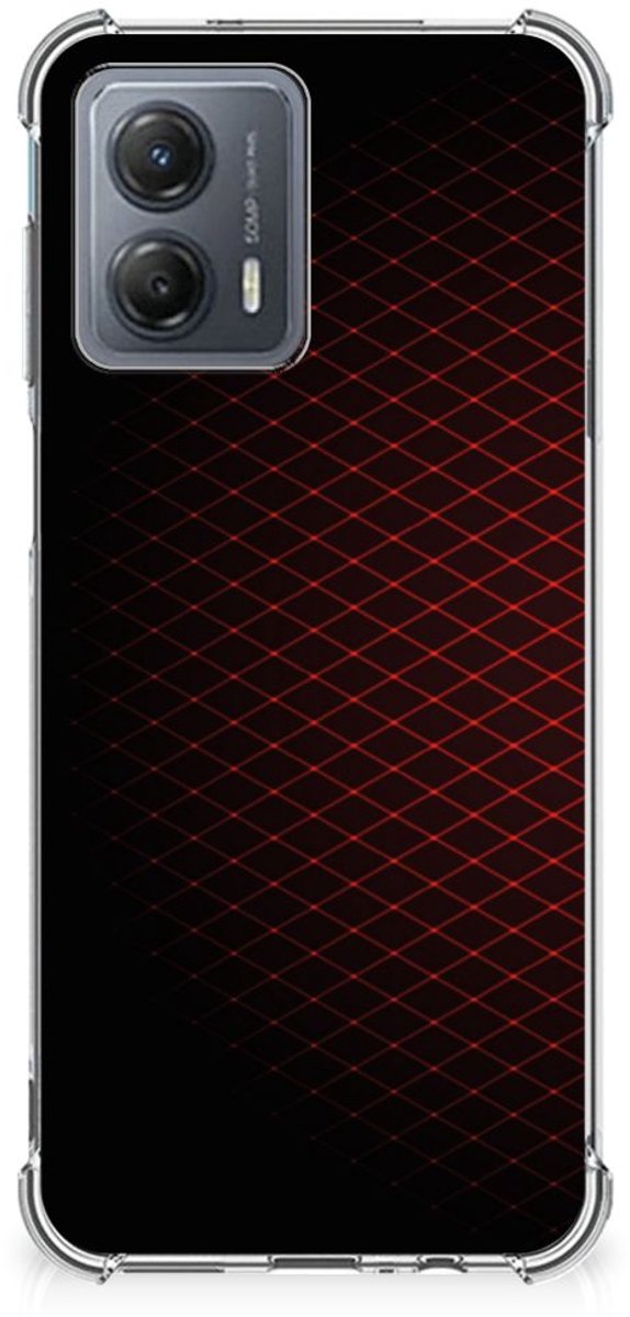 Motorola Moto G53 Doorzichtige Silicone Hoesje Geruit Rood