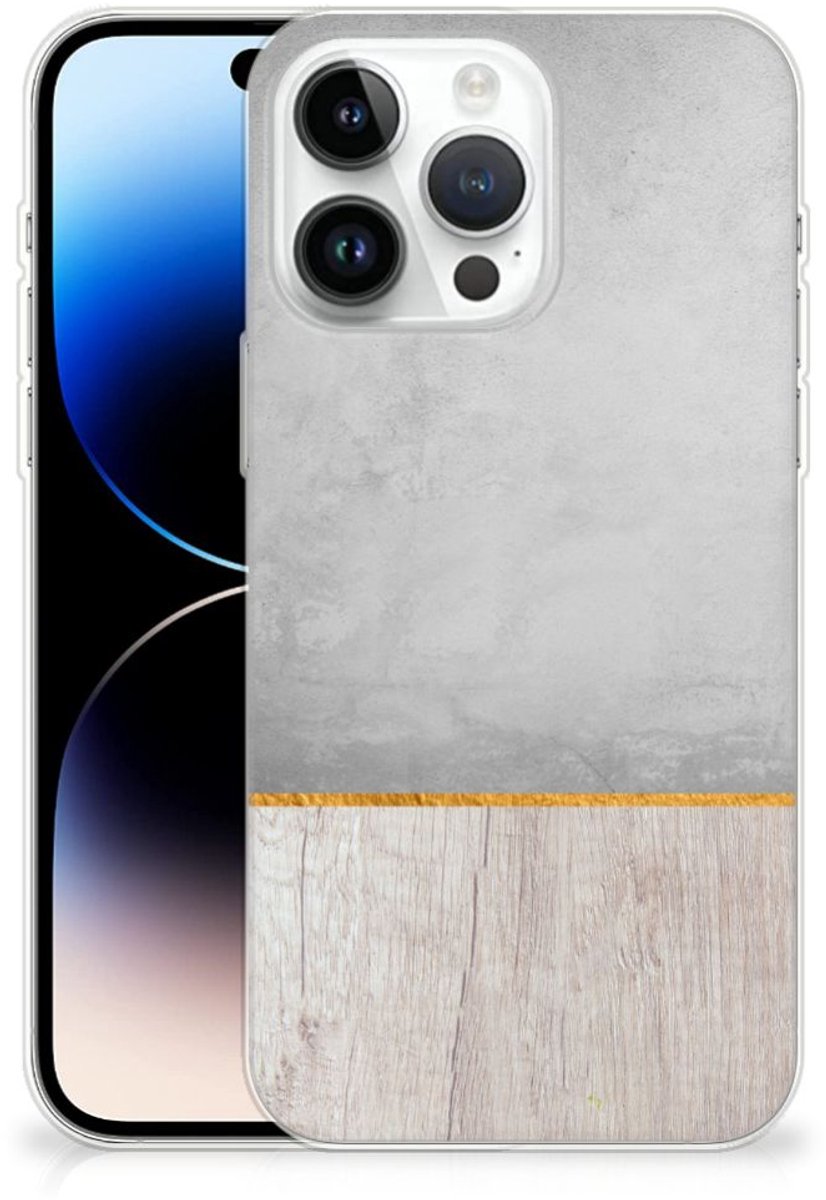 iPhone 14 Pro Max Bumper Hoesje Wood Concrete