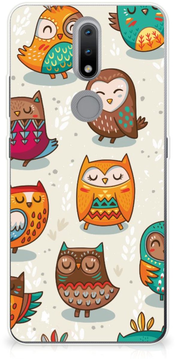 Nokia 2.4 TPU Hoesje Vrolijke Uilen