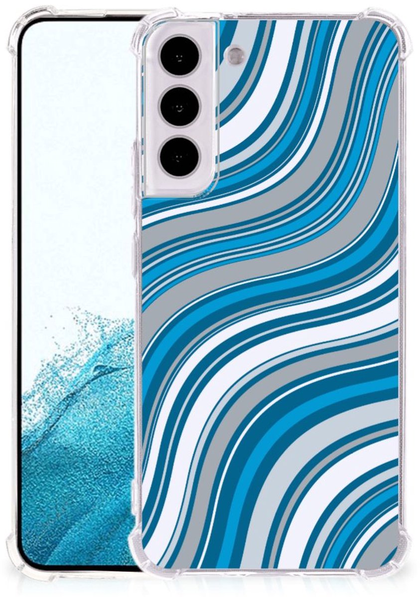 Samsung Galaxy S22 Plus Doorzichtige Silicone Hoesje Waves Blue