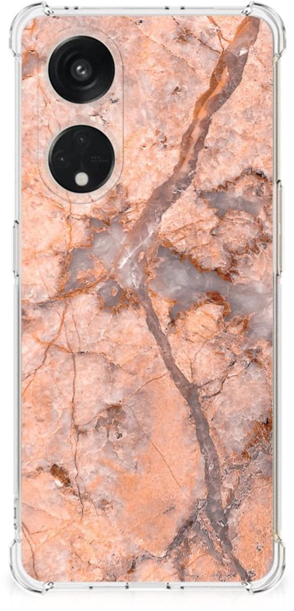 OPPO A98 Anti-Shock Hoesje Marmer Oranje