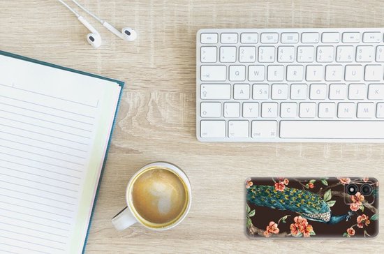 Housse TPU Silicone Etui pour Motorola Moto E13 Coque Téléphone Peacock Avec Des Fleurs